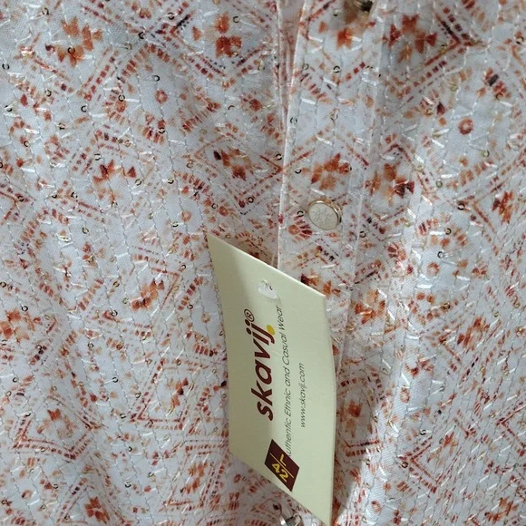 SKAVIJ Men’s Embroidered Sequined Kurta with Pajama 2-Piece Set Size Large - Picture 14 of 15